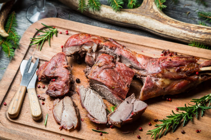 Fresh venison with red wine on forester lodge