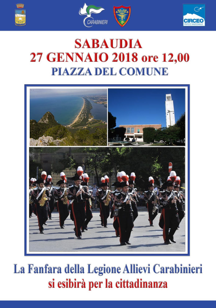 Locandina concerto Fanfara Legione Allievi Carabinieri 27 gennaio