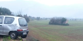 Maenza, fuori strada a Farneto, auto si ferma sul ciglio dello strapiombo