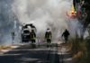 Sabaudia, furgone divorato dalle fiamme sulla Migliara 49