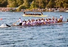 Palio dei Draghi a Sabaudia, sfida tra contrade a suon di pagaiate