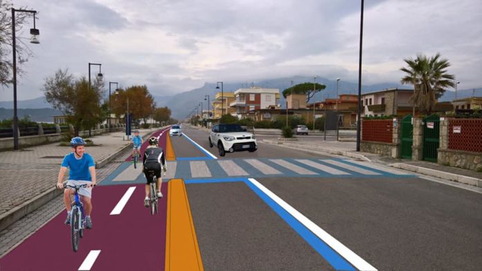 Uno degli elaborati della pista ciclabile progettata per Minturno