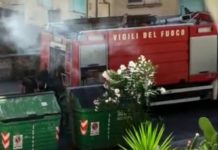 Latina, incendio in un cassonetto di via Corridoni: intervento dei vigili del fuoco