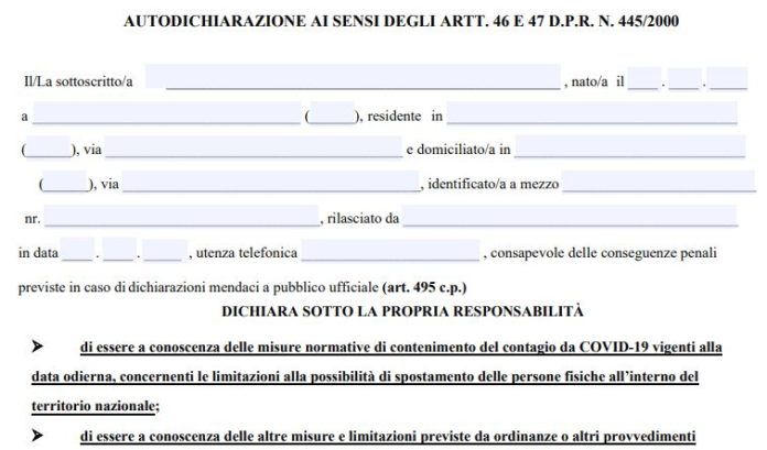 autocertificazione