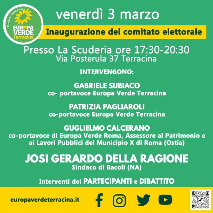 Europa Verde Terracina, l'inaugurazione del comitato elettorale