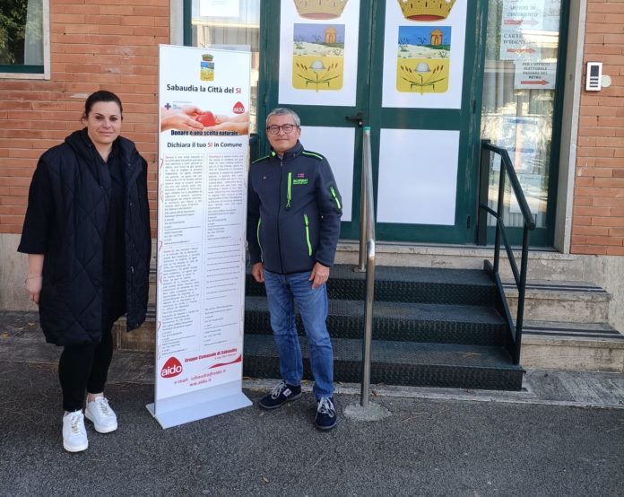 Assessore sanità, Annamaria Maracchioni e pres. gruppo aido Sabaudia, Paolo Brun