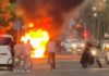 Auto in fiamme nel centro di Pontinia, paura davanti a una pizzeria