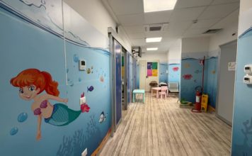 Ospedale Goretti, il pronto soccorso pediatrico “si trasforma” in un acquario